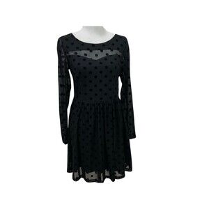 Sugarhill Boutique Black Polka Dot Dress M Evening Light Sheer Witchy Gothic